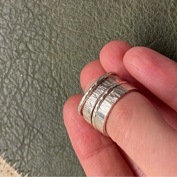 Silver Textured Ring Set - Picture 12 of 16